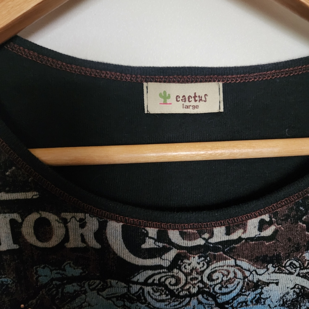 Y2k Motorcycle print bedazzled vintage made top - Picture 3 of 6